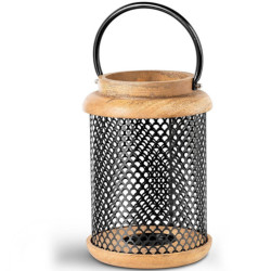 Farol portavelas negro