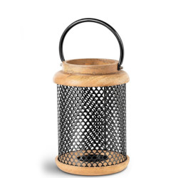 Farol portavelas negro