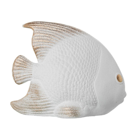 Figura pez blanco arena y dorado