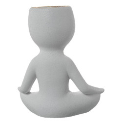Jarron figura yoga blanco arena y dorado