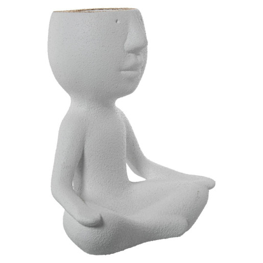Jarron figura yoga blanco arena y dorado
