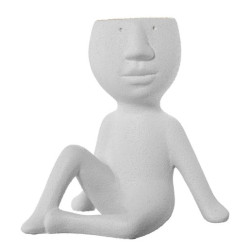 Jarron figura blanco arena y dorado