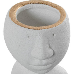Jarron figura blanco arena y dorado