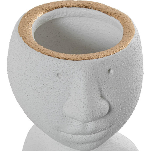Jarron figura blanco arena y dorado