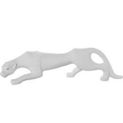 Figura pantera blanco arena y dorado