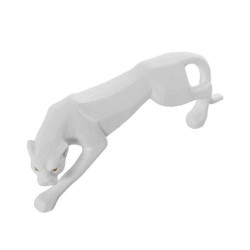 Figura pantera blanco arena y dorado