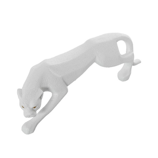 Figura pantera blanco arena y dorado