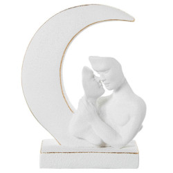 Figura pareja blanco arena y dorado