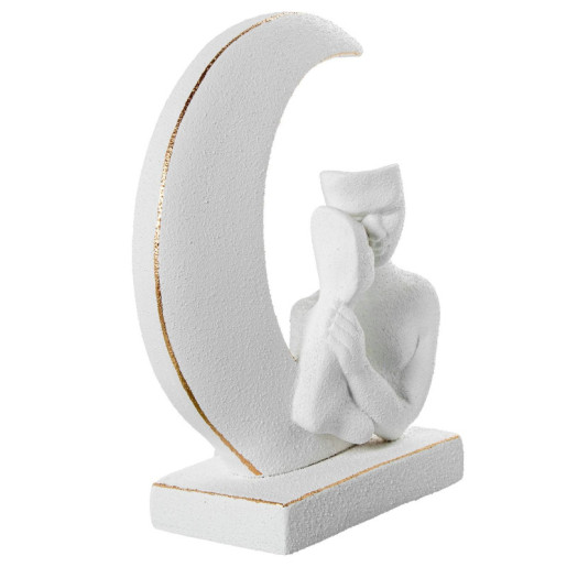 Figura pareja blanco arena y dorado