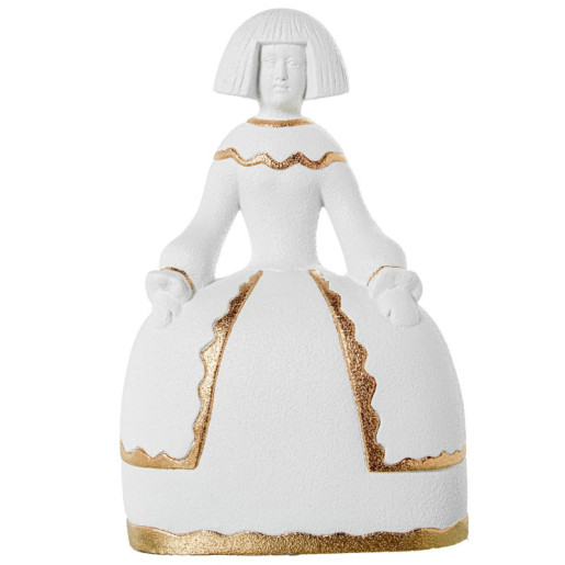 Figura menina blanco arena y dorado