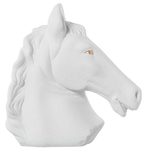Figura cabeza caballo blanco arena y dorado