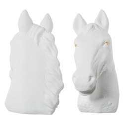 Figura cabeza caballo blanco arena y dorado