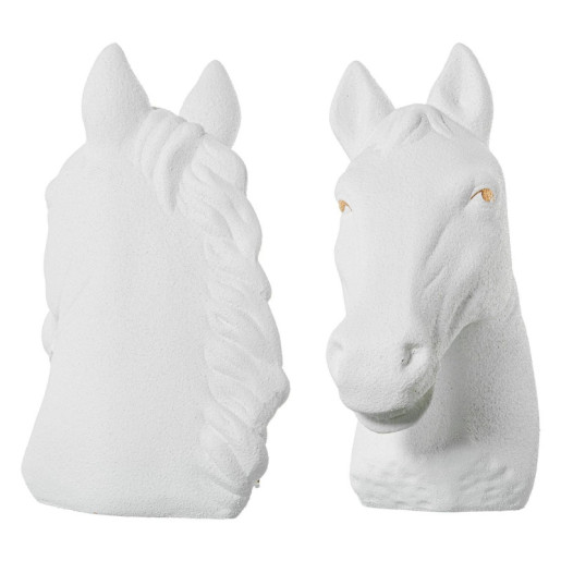 Figura cabeza caballo blanco arena y dorado