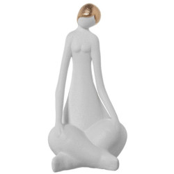 Figura mujer blanco arena y dorado