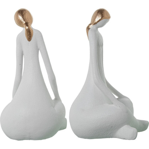 Figura mujer blanco arena y dorado