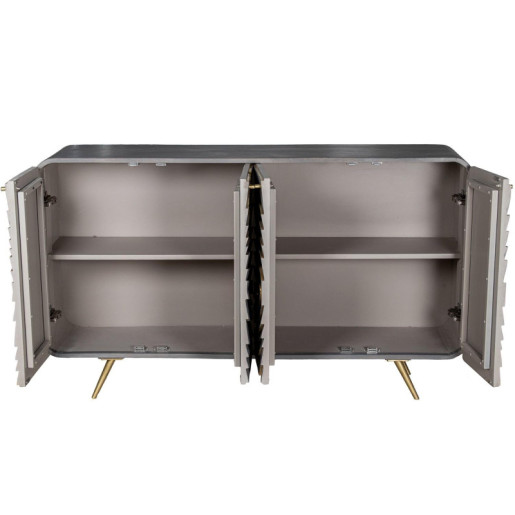 Mueble aparador gris y dorado