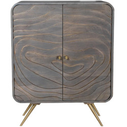 Mueble entrada gris y dorado