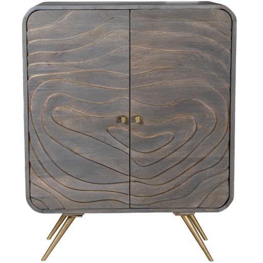 Mueble entrada gris y dorado