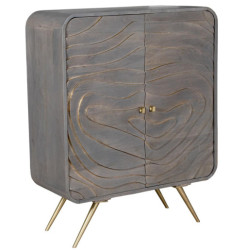 Mueble entrada gris y dorado