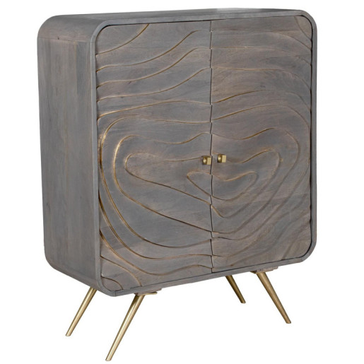 Mueble entrada gris y dorado