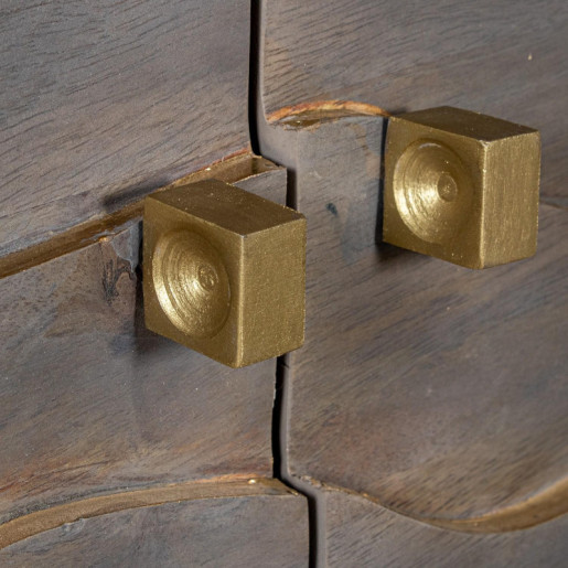 Mueble entrada gris y dorado