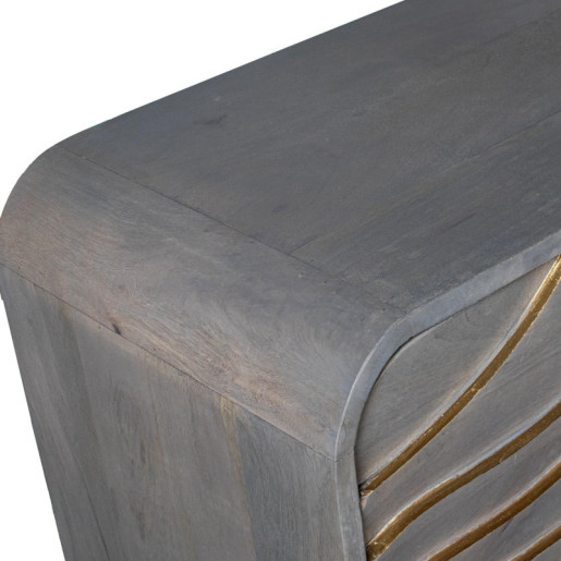 Mueble entrada gris y dorado