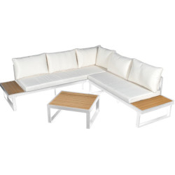 Set sofa y mesa blanco y natural