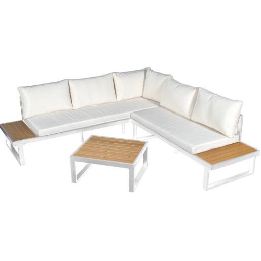 Set sofa y mesa blanco y natural