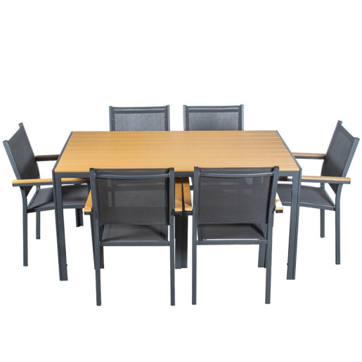 Mesa rectangular antracita y marron claro