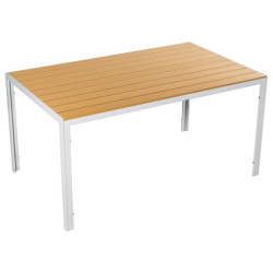 Mesa rectangular blanco y marron claro