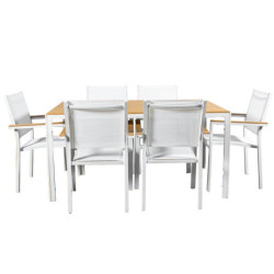 Mesa rectangular blanco y marron claro