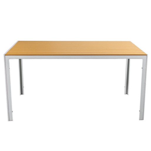 Mesa rectangular blanco y marron claro