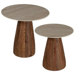 Set 2 mesas auxiliares marron y beige