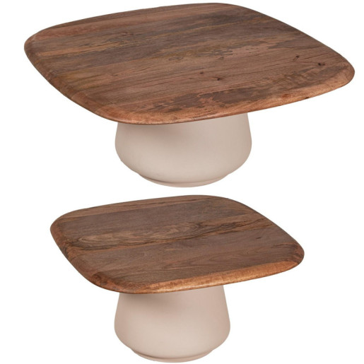 Set 2 mesas auxiliares natural y beige