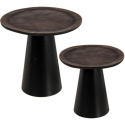 Set 2 mesas auxiliares negro y marron oscuro