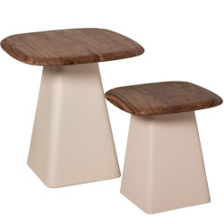 Set 2 mesas auxiliares natural y beige