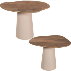 Set 2 mesas auxiliares natural y beige