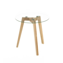 Mesa auxiliar natural y transparente