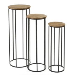 Set 3 mesas auxiliares natural ynegro