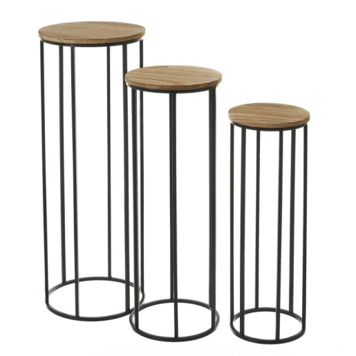 Set 3 mesas auxiliares natural ynegro