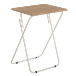 Mesa auxiliar plegable natural y blanco