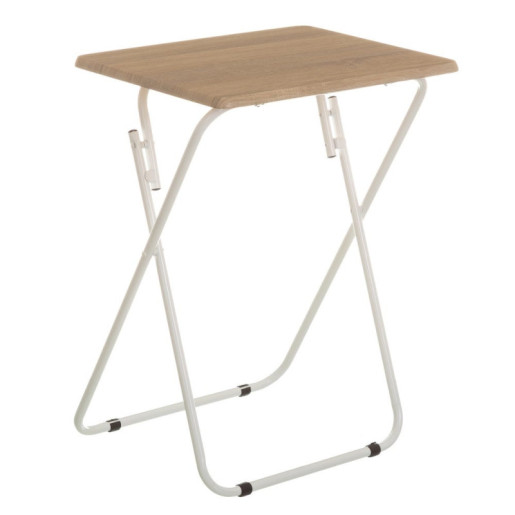 Mesa auxiliar plegable natural y blanco