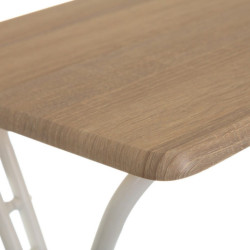 Mesa auxiliar plegable natural y blanco