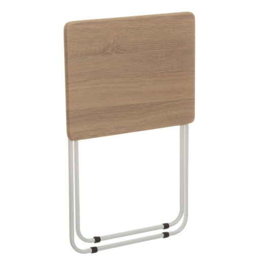 Mesa auxiliar plegable natural y blanco