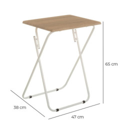 Mesa auxiliar plegable natural y blanco