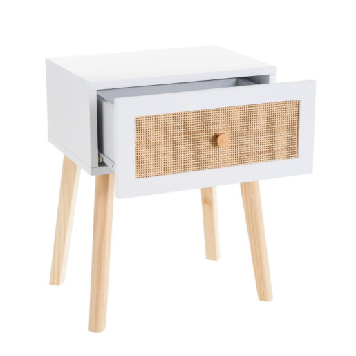 Mesa auxiliar Blanco y natural
