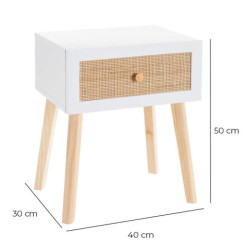 Mesa auxiliar Blanco y natural