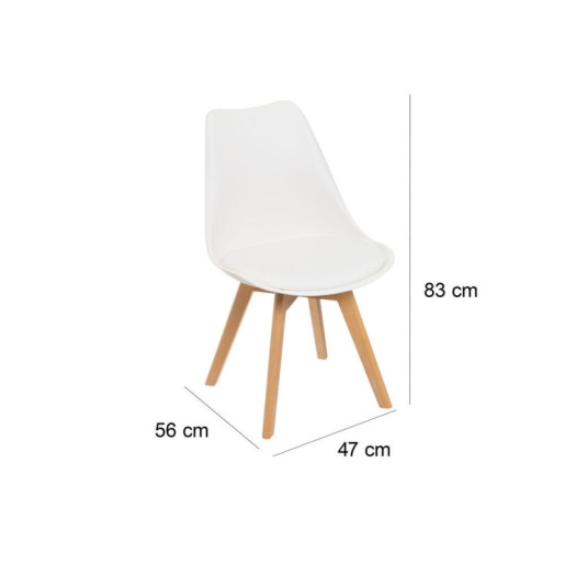Set 4 sillas Blanco y natural