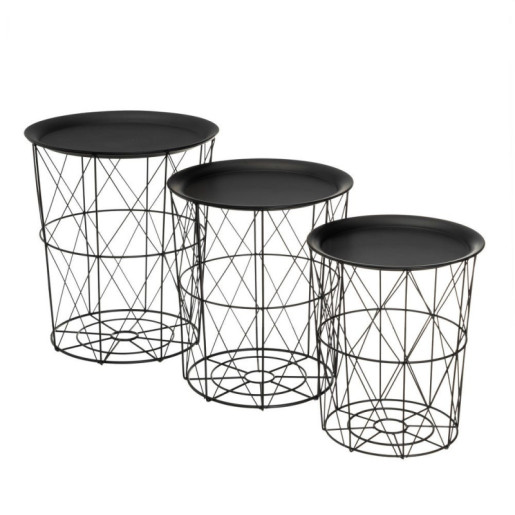 Set 3 mesas auxiliares Negro