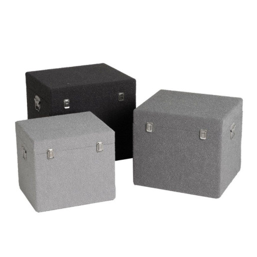 Set 3 baules crudo, gris claro y gris oscuro